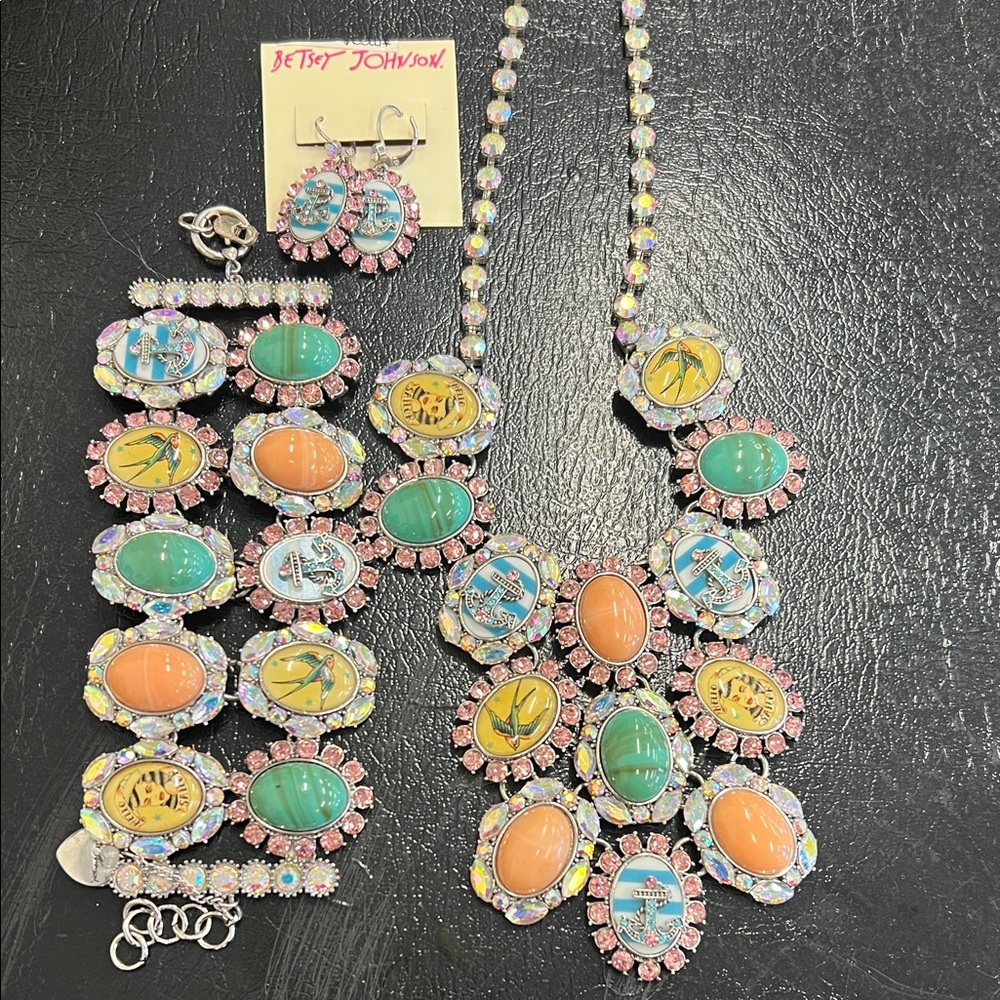 Betsey Johnson Multicolor Statement Necklace Set - image 1